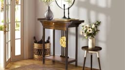 LUVODI Vintage Wood Console Table with Drawer Entryway Hallway Sofa Table for Living Room Storage