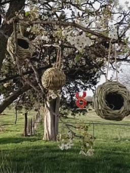 2024 New Birds Nest Bird Cage Grass Egg Cage Bird House Outdoor Decorative Weaved Hanging Parrot Nest Houses Pet Bedroom