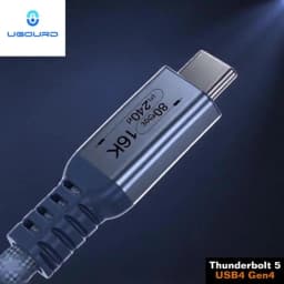 UGOURD Thunderbolt 5 USB4 Gen4 Cable 90 Degree Right Angle Elbow 80Gbps 16K Braided USB‑C to C 240W Fast Charging Cable For EGPU