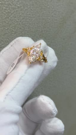 Real 14K Gold Filled Moissanite Wedding Ring 3CT Marquise Cut GRA Diamond Nature-Inspired Au585 Engagement Ring for Women