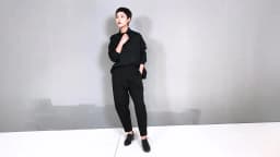 [EAM] Women Patchwork Split Joint Brief Pants New Spring Autumn High Elastic Waist Black Loose Trousers Fashion Tide 2026  JQ013