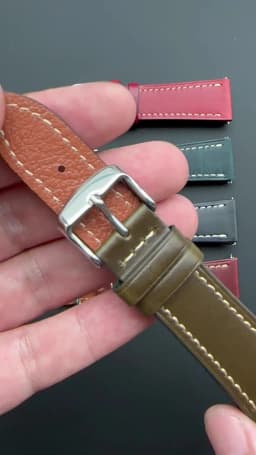 Cow Leather Watch Strap 18mm 20mm 22mm 24mm Brown Blue Red Green Cowhide Watchbands With Silver Stainless Steel Buckle