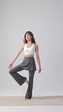Women's High Waist Tummy Control Flared Yoga Pants with Skirt Overlay 2-in-1 Fall Outwear Sports Leggings for Gym Running