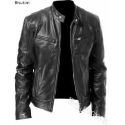 2025 Leather Motorcycle Riding Jacket Men's Slim Fit PU Jacket Outdoor Sports Autumn and Winter Windproof Men's Jacket 5XL
