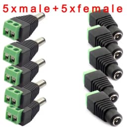 5 Pair (10pcs) Coax Cat5 To Bnc DC Power Male Jack Plug DC Female Connector Plug Adapter Av BNC UTP for CCTV Camera Video Balun