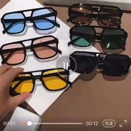 Square Big Frame Sunglasses for Men and Women Lightweight Frame Black Yellow Sun Glasses with UV Protection