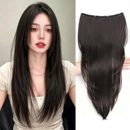 Synthetic one-piece female high-level internal buckle hair piece lightweight invisible four clip straight hair wig piece 
