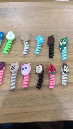 8 PCS Cartoon Silicone Charger Cable Protectors Mobile Phone Charger End Cord Charging Cable Winder