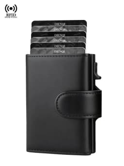 Rfid Microfiber Leather Men Wallets Fashion Credit Card Holder Trifold Wallet Money Bags Smart Slim Thin Pocket Wallet Black