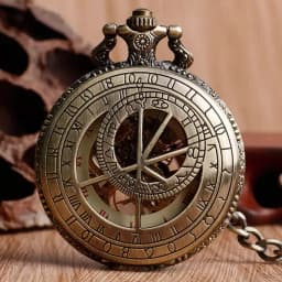 Retro Bronze Roman Number Skeleton Mechanical Pocket Watch Hand-winding Fob Watches Birthday Christmas Gift