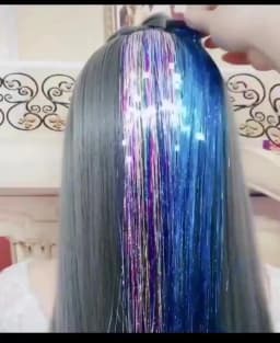 5Pcs/Pack Sparkle Hair Extensions Clip In Rainbow Shiny Sparkle Hair Tinsel Heat Resistant Sparkle Hair Extensions For Braids