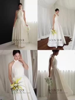 Sondr Elegant Halter Backless Evening Dress Korean Wedding Photo Shoot Floor Length Ivory Pleat Party Event Gown Customized