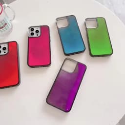 Luminous Quicksand Case for iPhone 16 15 14 13 12 Pro Max Plus Cover Glow in Dark Liquid Shiny Sparkles Shockproof Shell Fundas