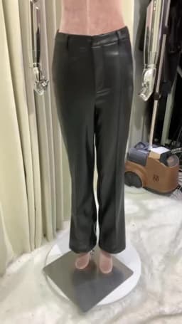 Nerazzurri Stylish Chic Black Soft PU Leather Straight Pants Women High Waist Autumn Winter Ladies Faux Leather Trousers 2023