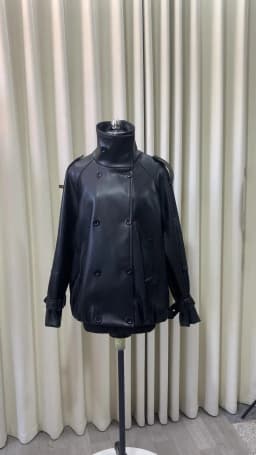 Lautaro Spring Autumn Cool Handsome Oversized Black Pu Leather Jackets for Women Double Breasted Luxury Designer Clothes Fashion