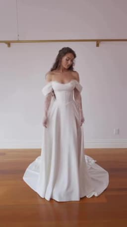 SoDigne A-line Off Shoulder Wedding Dresses Satin/Lace Long Sleeves Bride Dress Split Wedding Gown Vestidos De Novia Customized
