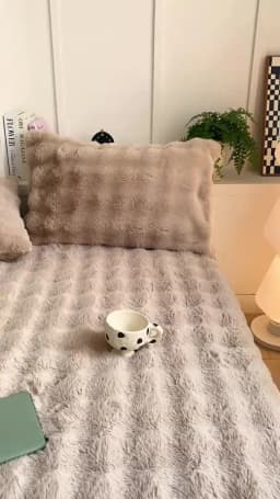 Fluffy Plush Fitted Bed Sheet for Winter Solid Color Rabbit Fleece Bed Sheets on Elastic Winter Warm Thicken Mattress Protector