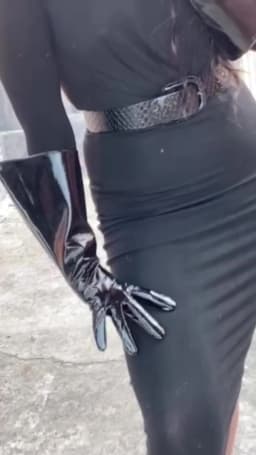 LONG GLOVES Faux Leather PU 15" 38cm Coffee Dark Deep Brown Loose Fit Unisex LLDLLNT
