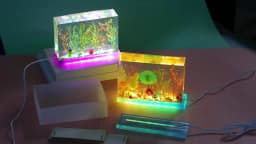 Epoxy Resin Casting Mold Kit Rectangular Silicone Mold for DIY LED Light Ornaments Lamp Shade Light Base with USB Cable