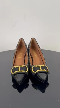 CHCH Women's Pumps Simple Retro Letter Printed Women's Shoes for Business Commute