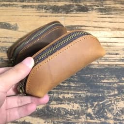 Crazy Horse Leather Coin Purse & Key Case, European-style Multifunctional Zipper Pouch, Top-Grain Cowhide, Unisex