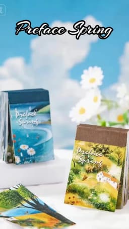 Mr.Paper 50Pcs Prelude to Spring Series Spring Landscape Illustration Memo Pad DIY Journal Scrapbook Collage Decor Craft Supplie