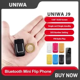 UNIWA J9 2G Mini Flip Phone with Push Button Wireless Bluetooth Dialer Multi-function FM, Magic Voice, Handsfree Earphone