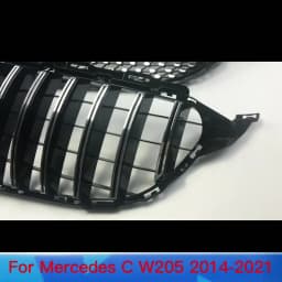 GT Style Front Bumper Grille Grill For Mercedes Benz C W205 C205 Coupe S205 C43 2014-2021 like C180 C200 C250 C300 C260 Tuning