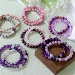 2Pcs Colorful Natural Stone Bead Bracelet Set 8MM Natural Agates Turquois Amethysts Quartzs Gem Stretch Bangle Jewelry Gift