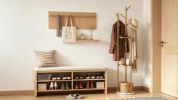 Metal Gold Coat Rack Stand with Marble Shelf Hall Tree Organizer Hanger for Entryway Decorative Storage