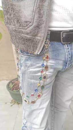 Retro Agate Colorful Pants Chain New Styles For Men And Women Light Luxury Goods Waist Accessory One's Waist Hip Hop Jewelry