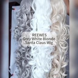 REEWES Santa Claus Beard Wigs Set,Eyebrows Moustache Accessories,Blonde Synthetic Wig,Christmas Costume Hair,Old Men Dress
