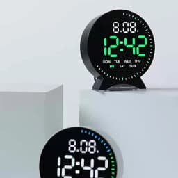 Digital Alarm Clock Week Date Second Hand Display Mood Light Dual Alarm Auto Dimmable Snooze Table Clock 12/24H DST LED Clock