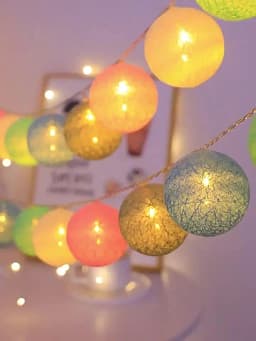 Battery Powered 4cm Cotton Ball Lighting String Wedding Party Birthday Proposal Home Staircase Room Decoration Accessories