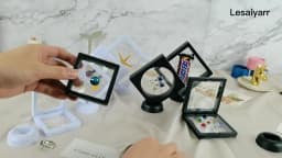 10pcs Set 3D Floating Display Case Stands Transparent Square Holder Pendant Necklace Bracelet Ring Coin Jewelry Pin Storage Box