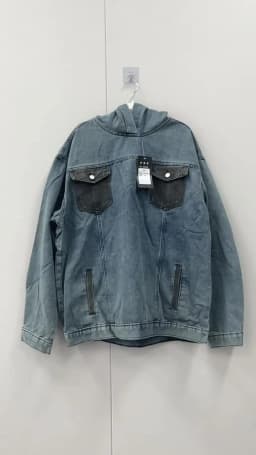 Spring Autumn Denim Hoodie Splicing with Pockets Men's Sweatshirts American Casual Fashion Loose Jean Male Pullover Top