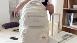 Cute Korean Style Backpack for Young Women Nylon Lightweight Multi-Pocket Travel Bag