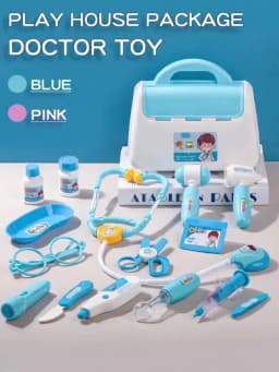 Children's 16 Piece Set with Sound and Light Medicine Box, Doctor and Nurse's Simulated Medical Tools, Family Toy