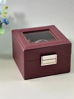 Clear Glass Top PU Leather Watch Box Single Slot Men Jewelry Organizer Storage Case Collection Gift Holder Stand Display