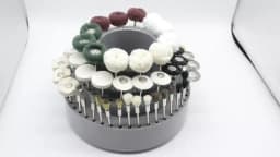 60PCS Jewelry Polishing Mop Brushes Cloth Buffer Polisher Wheel Kit with Drill Bit Storage Case Grinding Tool Tip Stand Organize