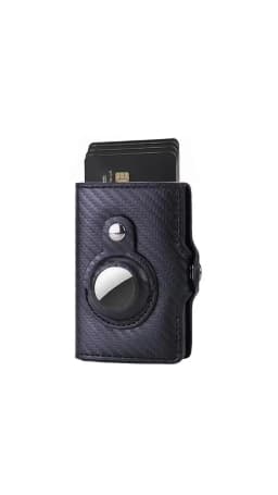 Men Wallet for Apple Airtag RFID Blocking Card Holder  Air Tag Wallet Business Pop Up Slide Cardholder Case with Zip Coin Purse
