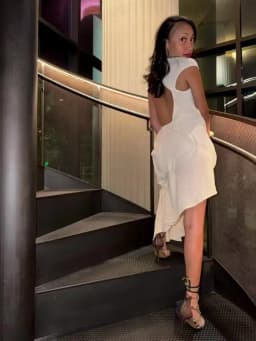 Elegant Solid Sleeveless Midi Dress Fashion Draped High Neck Waist Cinched Dresses 2026 Summer New Lady Evening Party Gowns