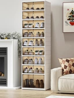 Home dust-proof shoe cabinet, no installation required, foldable transparent folding shoe box, large capacity shoe storage box