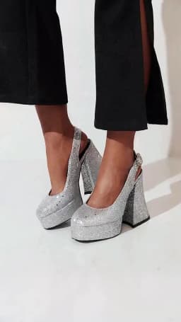Ultra-High Thick Heeled Sequin Cloth Material Metal Buckle Women's Pumps High Waterproof Platform Breathable Mary Jane Shoes