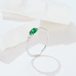 BAMOER 925 Sterling Silver Oval Gemstone Ring for Women Green Pink Zirconium Prongs Setting Ring Wedding Bridal Jewelry Gift