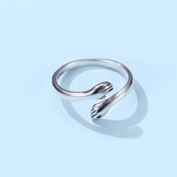 BISAER 925 Sterling Sliver Hand Hug Open Ring Heart Forever 3 Colors Rings Plated Platinum For Women Party Wedding Fine Jewelry