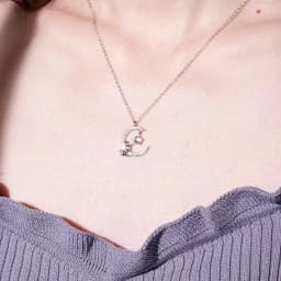WOSTU 925 Sterling Silver Cute Cat Moon Pendant Necklace For Women, reamy Moonstone Zircon Charm Necklaces Special Gift For Her