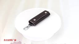 Men's Key Case Genuine Leather Door Key Bag Keychain Holder Metal Hook Mini Household Keys Wallet