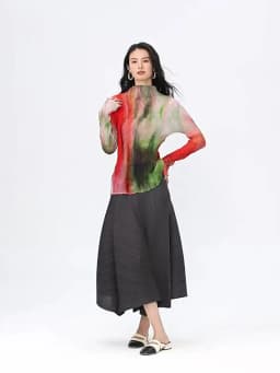 Miyake Pleated Irregular Skirt Designer Casual Elegant High Waisted Pleated Long Solid Color Skirt