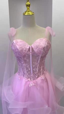 Bow Shoulder Strap Layered Chiffon Dress Starry Lace Three-dimensional Decal Youth Short Dance Sequin Dress Customized